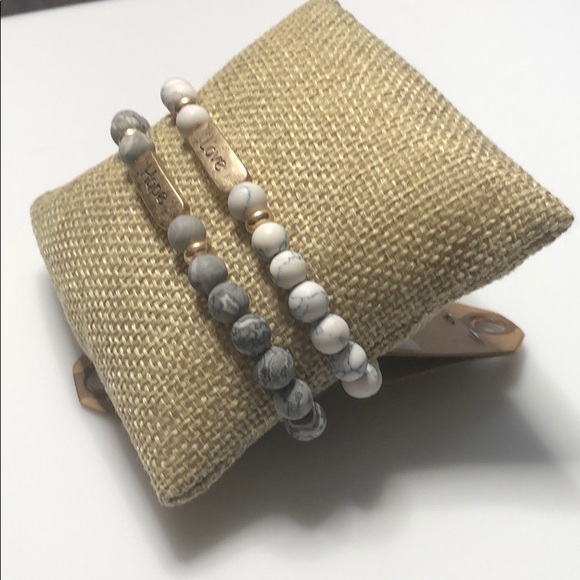 Grey & white Love & Hope Bracelet set - Picture 3 of 8